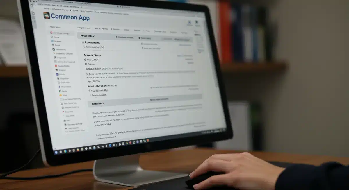 Navigating the Common App interface on a computer screen for college applications