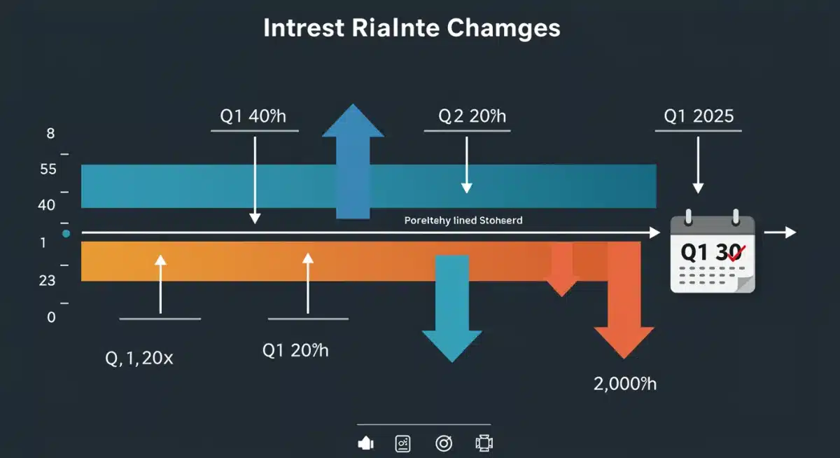 Projected interest rate changes timeline for Q1 2025, visualizing potential Fed adjustments.