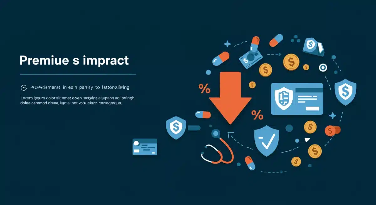 Infographic illustrating a 15% reduction in insurance premiums due to ACA amendments with healthcare symbols.