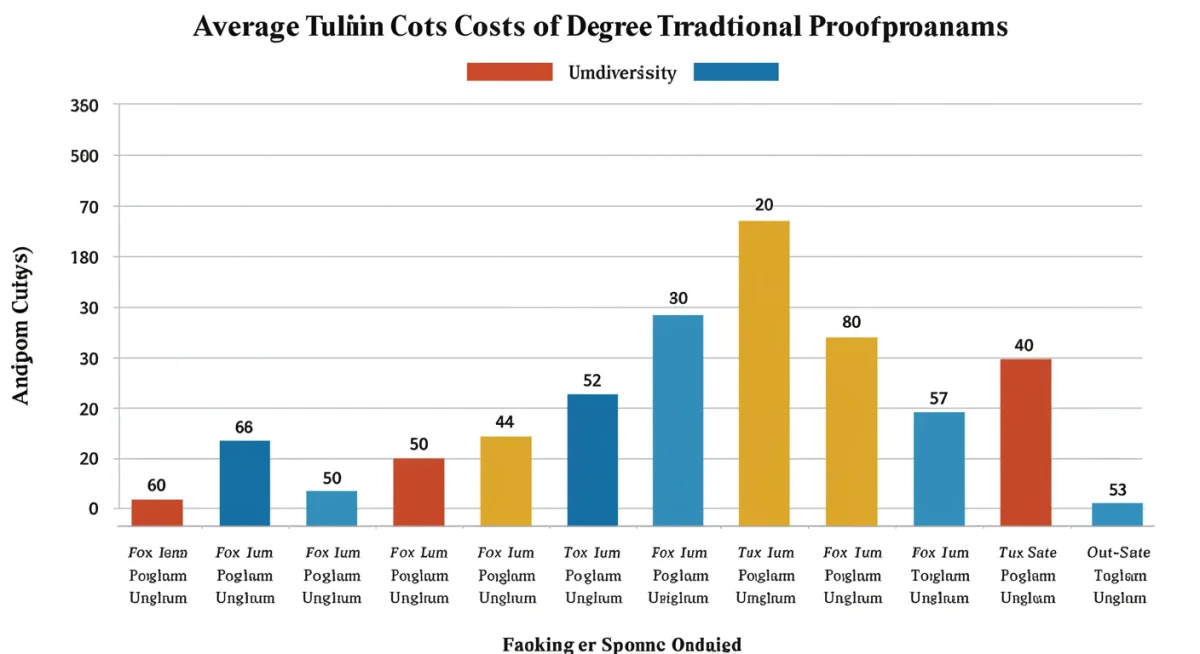 Bar chart illustrating tuition cost differences between online and traditional degrees