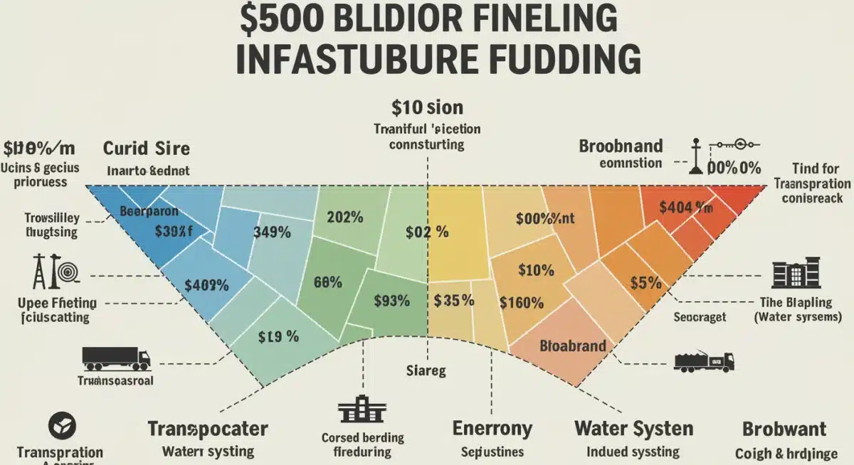 Infographic detailing the allocation of 0 billion national infrastructure funding across various sectors.