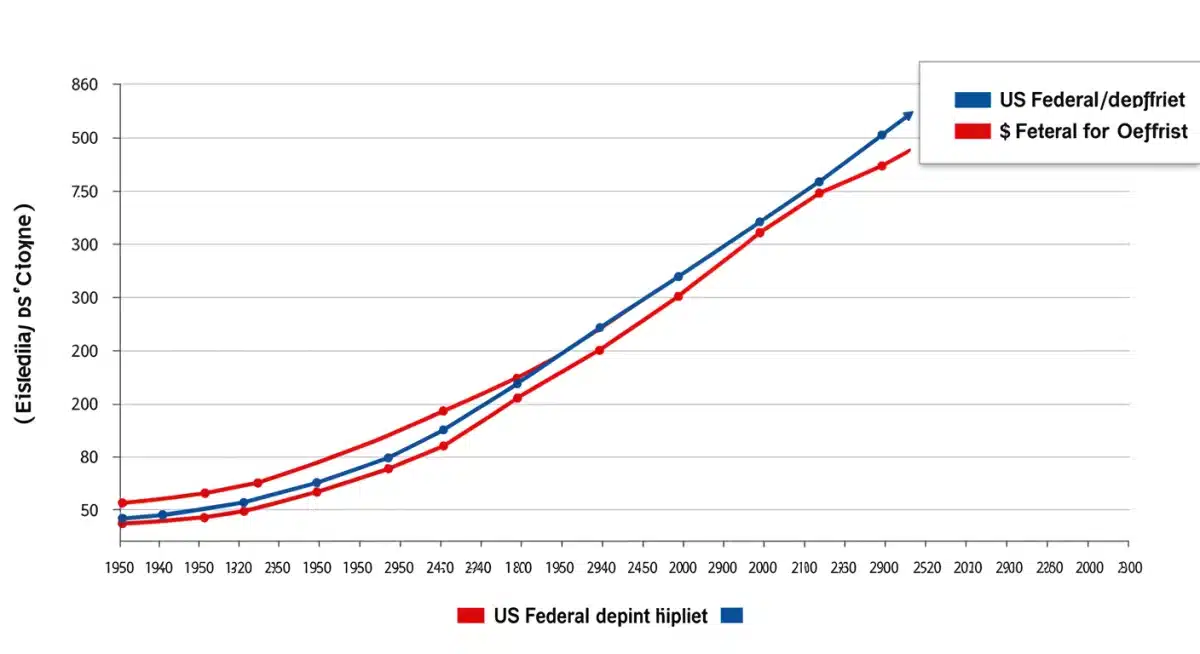 Graph showing projected 2026 federal deficit trend