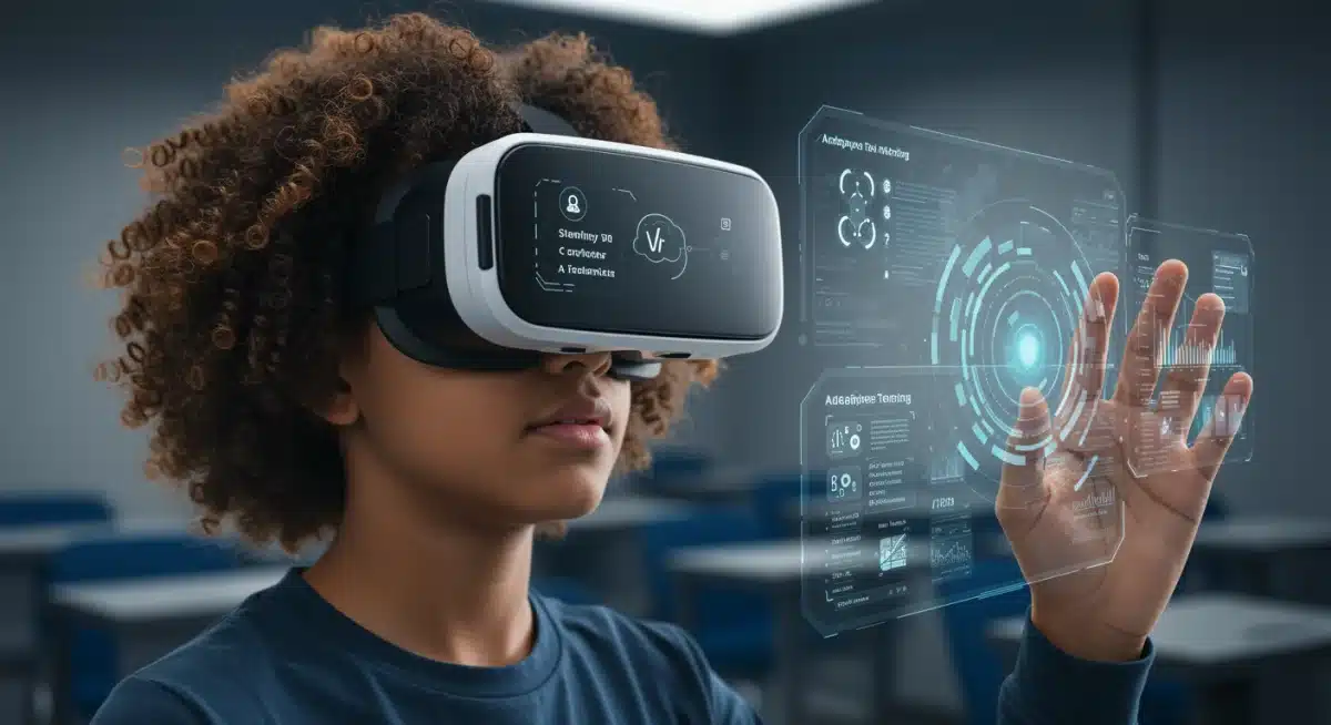 Student using VR for adaptive standardized test practice