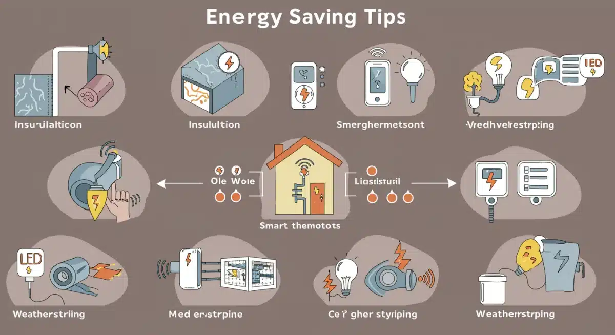 Infographic displaying effective energy saving tips for households