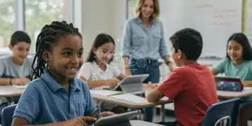 Students engaged in a modern classroom learning new curriculum standards