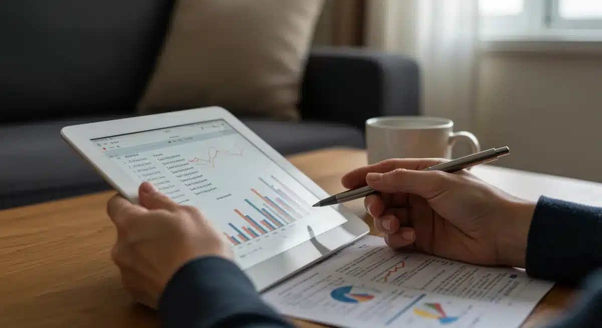 Individual reviewing financial statements for Medicare planning.