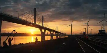 Modern infrastructure projects under construction, symbolizing US infrastructure progress