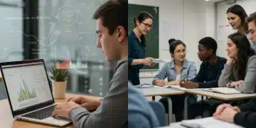 Students comparing online vs in-person learning environments