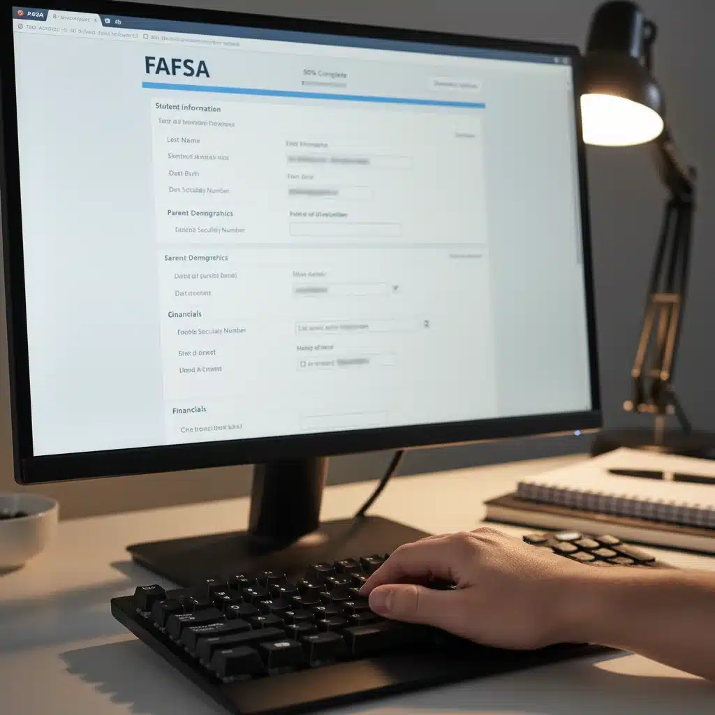 FAFSA application on computer screen, illustrating federal student aid process