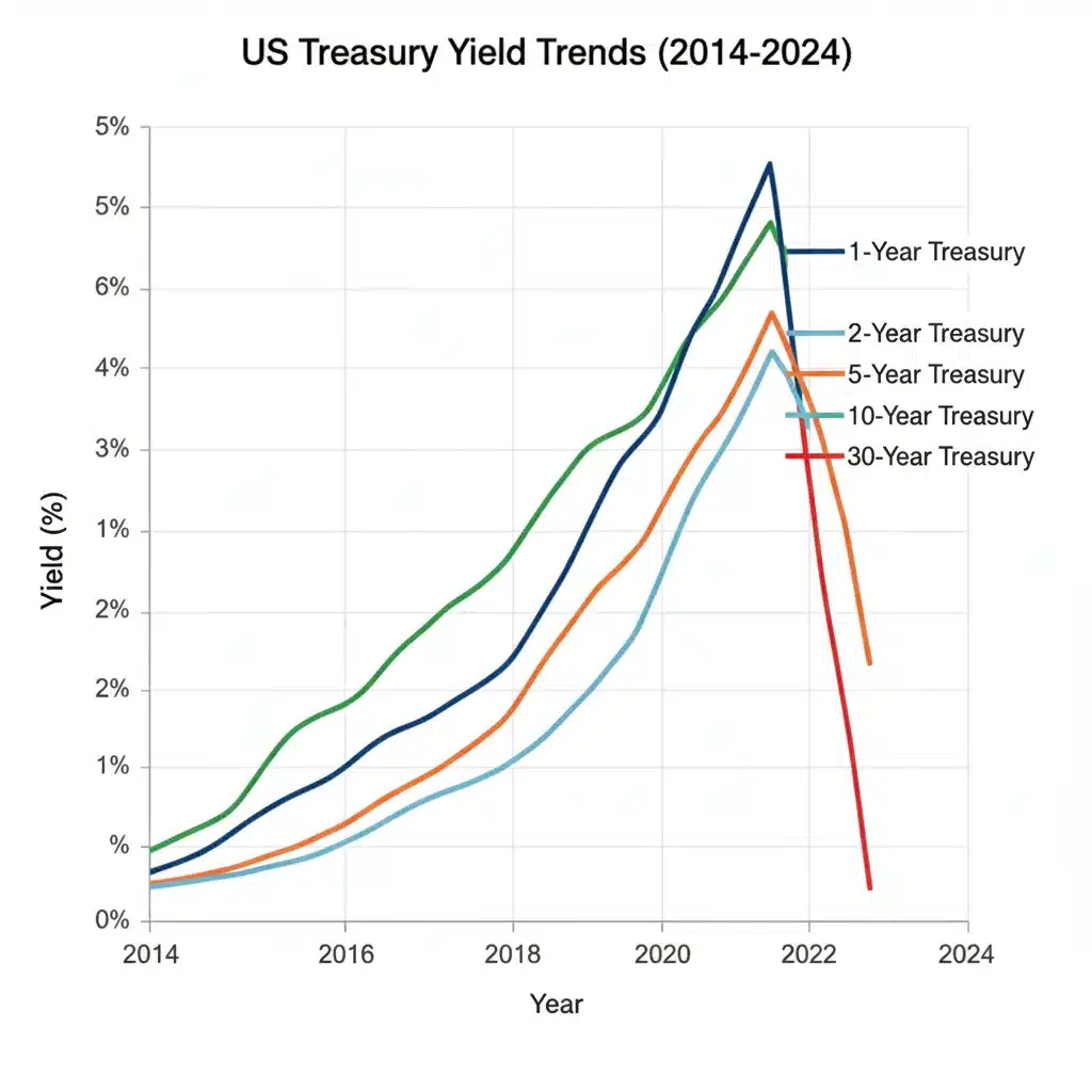 Historical yield graph of US Treasury bonds showing past performance and trends.