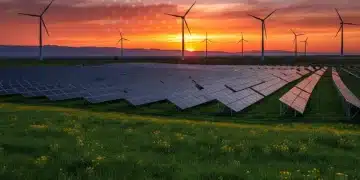U.S. Renewable Energy Growth: 15% Capacity Boost by 2026 Solar panels and wind turbines symbolizing renewable energy growth in the US
