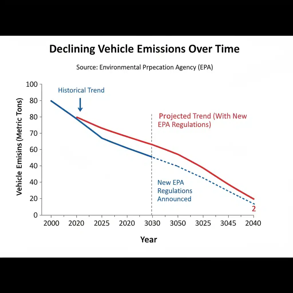 Graph illustrating projected reduction in vehicle emissions due to EPA standards