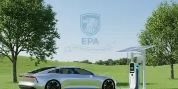 Electric vehicle charging, symbolizing new EPA emissions standards