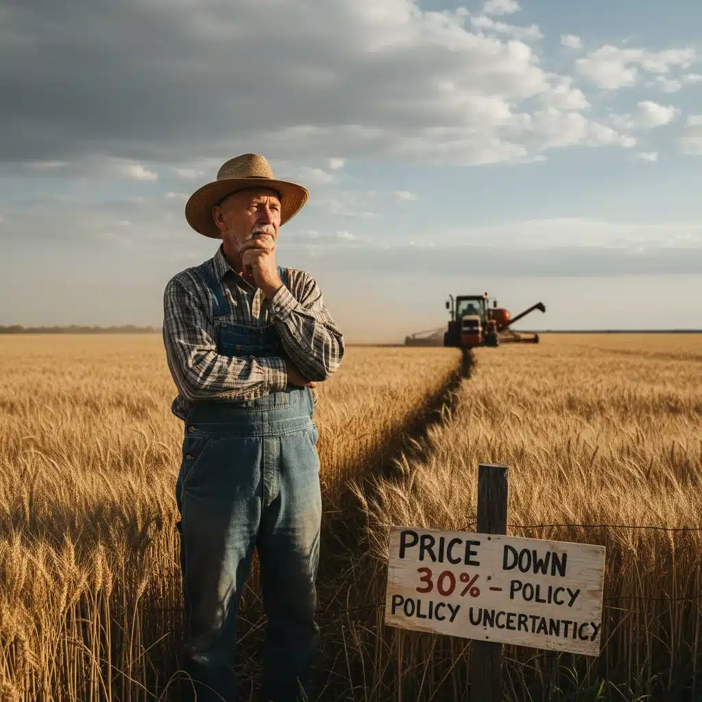 Farmer in a field, symbolizing the agricultural sector's challenges due to trade policies