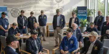 Veterans smiling in a community setting, representing new benefits and support programs.