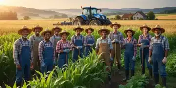 Farmers in a field, symbolizing USDA support programs