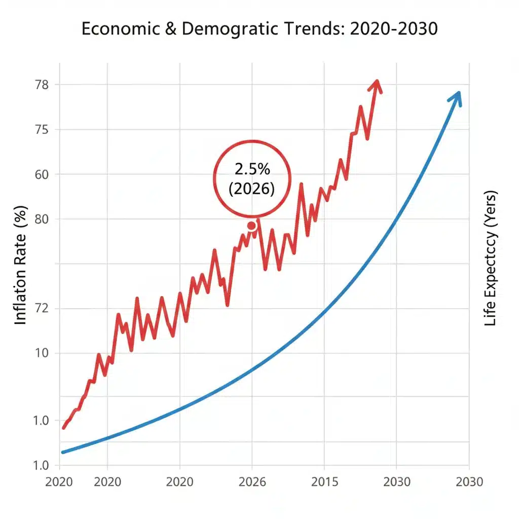 Inflation and longevity trends impacting retirement savings.