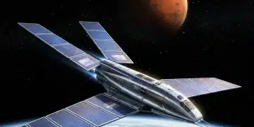Artist's rendering of NASA spacecraft embarking on Mars mission 2026