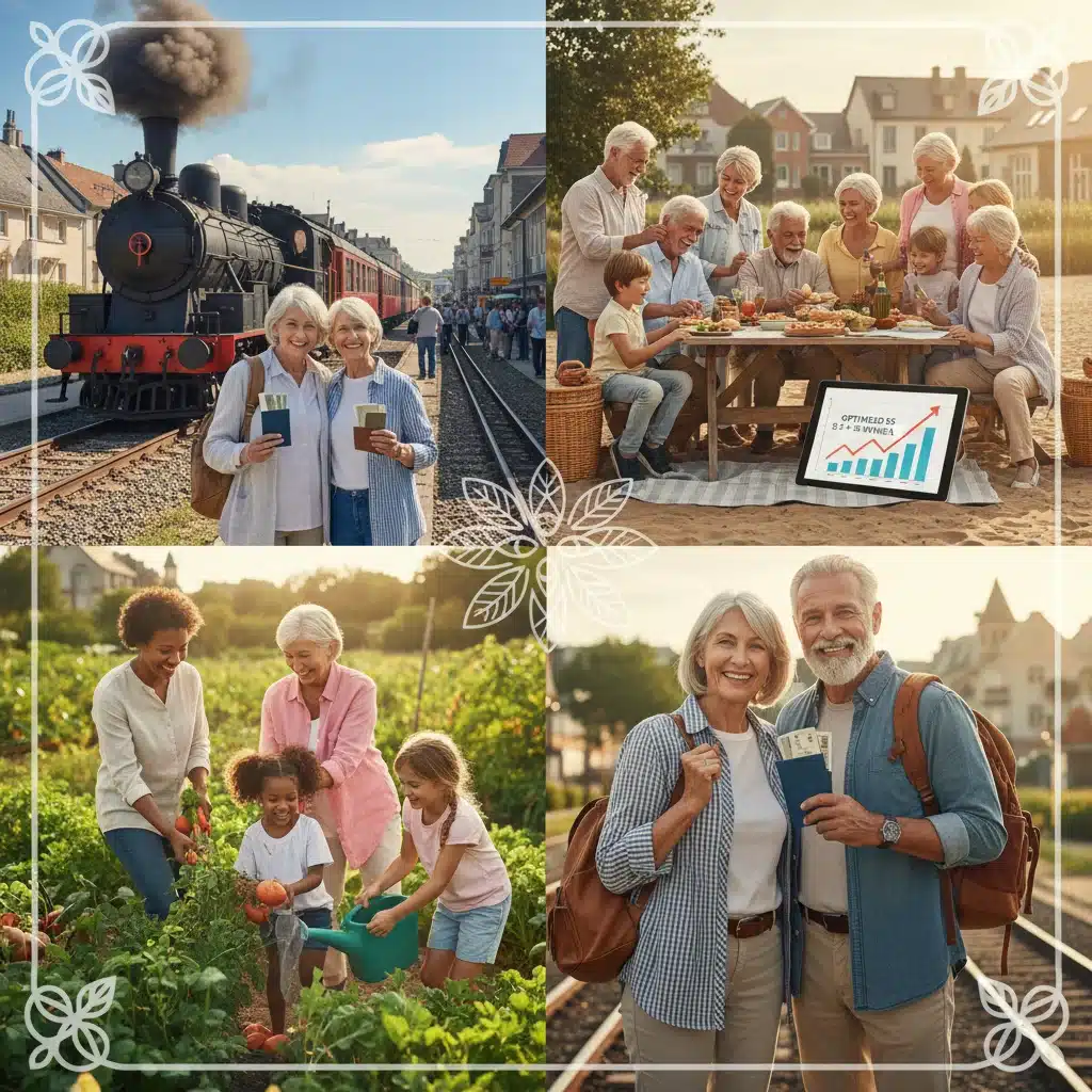Diverse group of happy retirees enjoying life, symbolizing successful retirement planning.