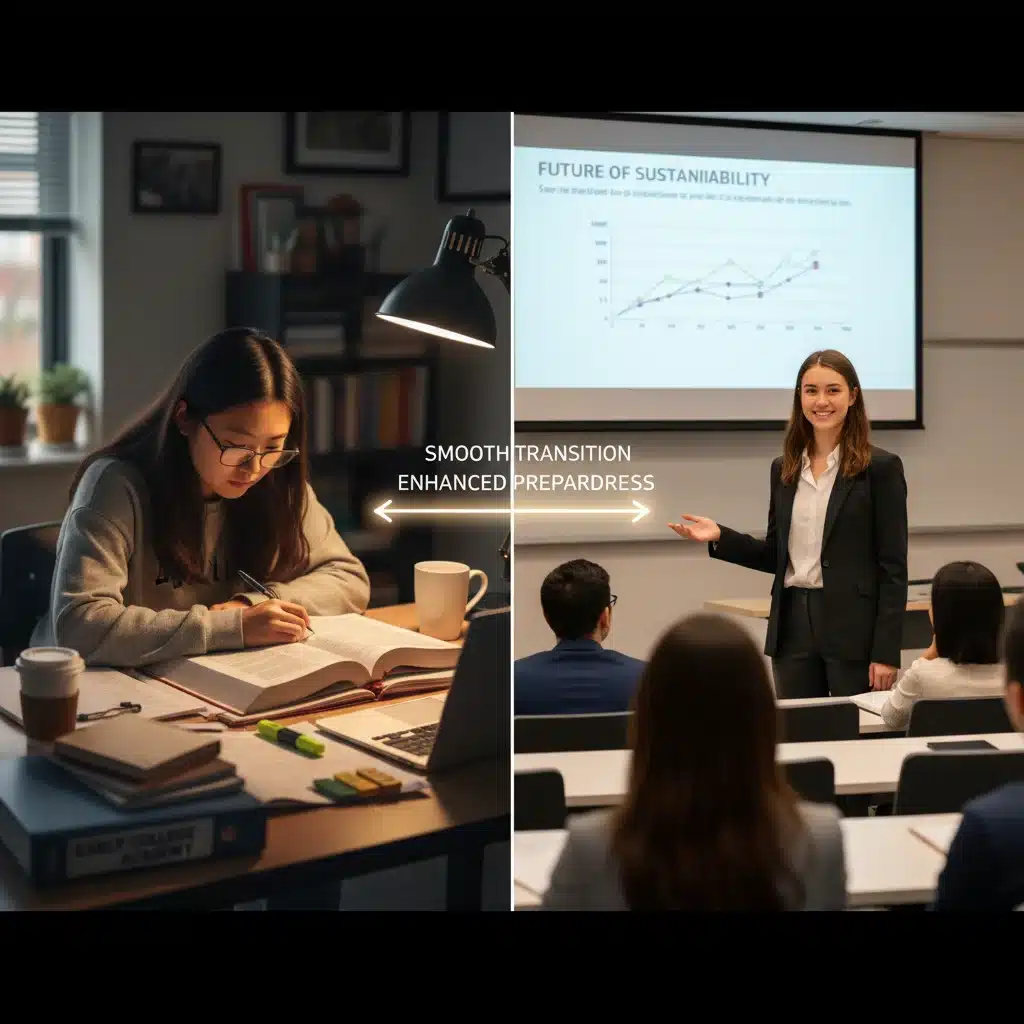 High school student transitioning to confident college student, demonstrating enhanced college readiness from early college programs.
