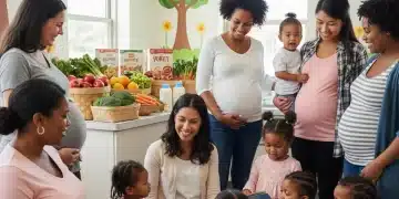 Diverse expectant mothers and young children benefiting from WIC program