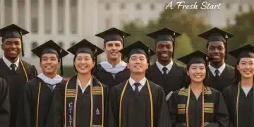 Graduates celebrating with student loan forgiveness documents in hand