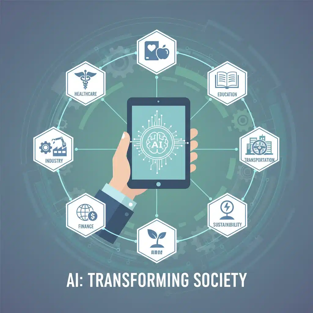 Gráfico de la aplicación de la inteligencia artificial en diversos sectores sociales y económicos.