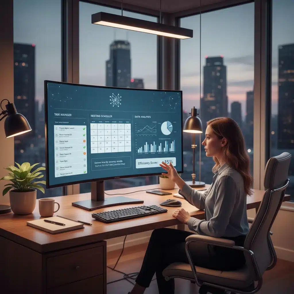 Asistente de IA optimizando la gestión de tareas en un entorno de teletrabajo