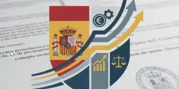 Novedades en las Prestaciones por Desempleo en España: Cambios Clave para 2026 Bandera de España con documentos y gráficos económicos, simbolizando los cambios en las prestaciones por desempleo.