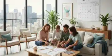 Guía Definitiva Ayudas Alquiler España 2026: Novedades y Requisitos Familia revisando documentos de ayudas al alquiler en un hogar moderno y luminoso, con el año 2026 en un calendario.