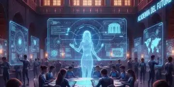 Estudiantes interactuando con plataformas de MOOCs en un entorno de aprendizaje digital avanzado en España.