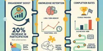 Infografía detallada mostrando estadísticas sobre el aumento de la participación y retención gracias a la gamificación educativa.