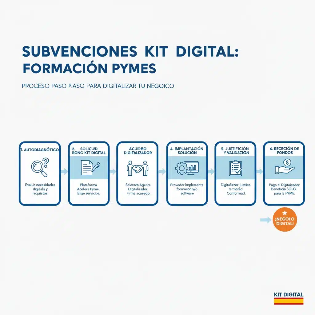 Diagrama de flujo del proceso de solicitud de subvenciones para formación digital