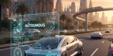 Vehículos Autónomos España 2026: Avances Legislativos y Tecnológicos Vehículo autónomo futurista circulando por una autovía española con arquitectura moderna y digitalización.